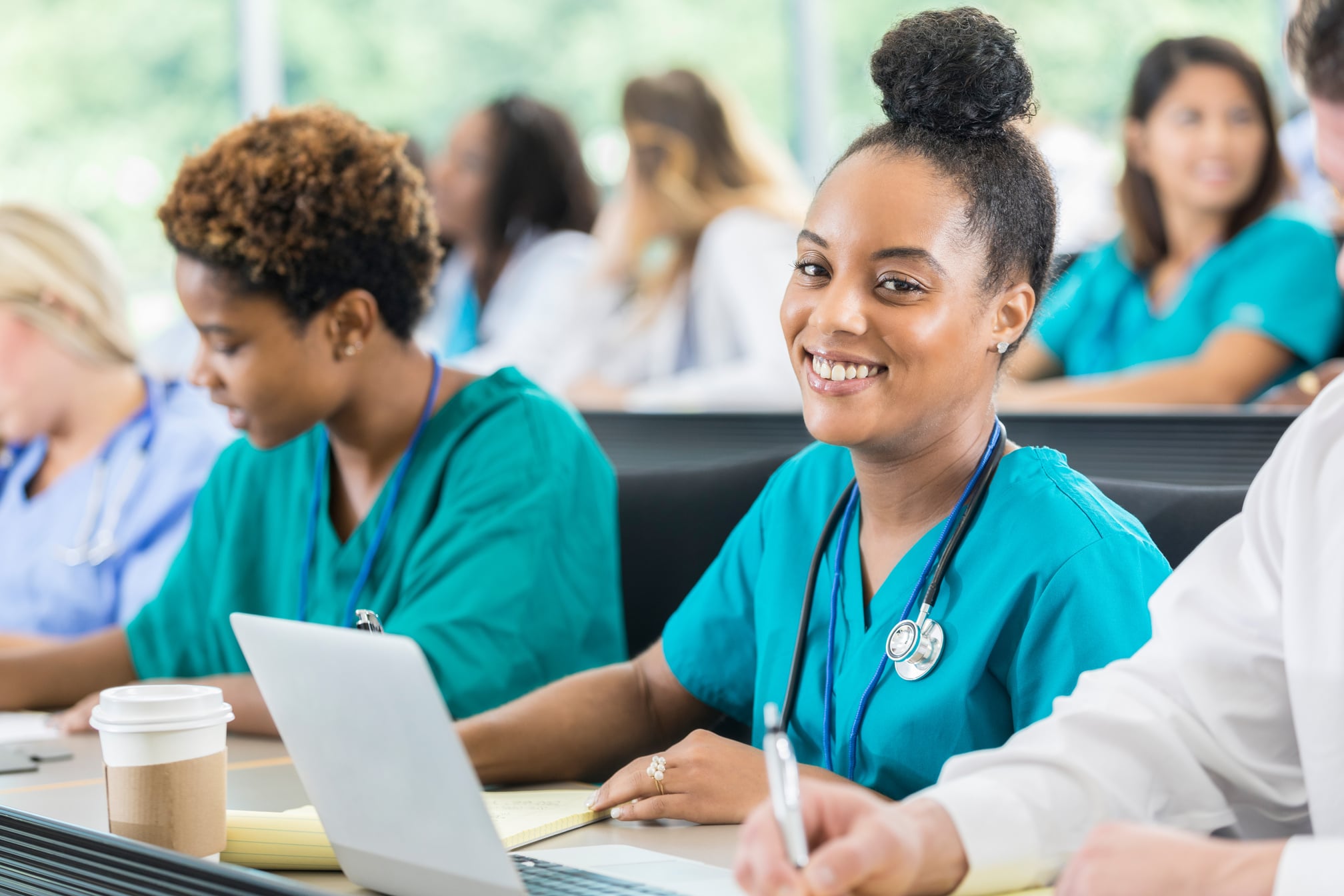 Confident nursing student during class